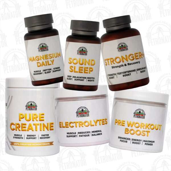 КОМБО 3 - Pure creatin, Electrolytes, Stronger+, Pre workout boost, Sound sleep, Magnesium daily